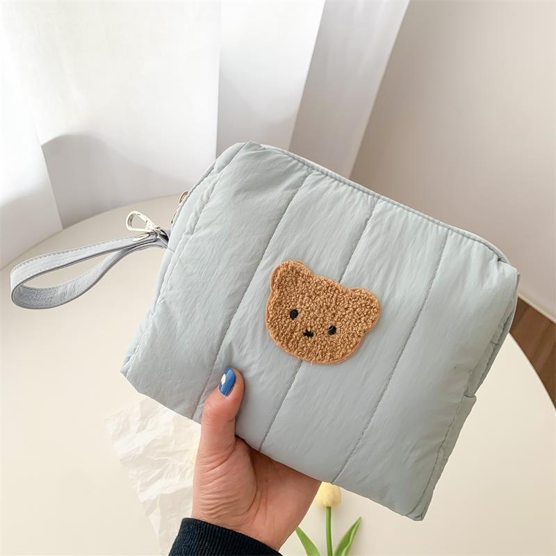 Korean ins Bear Baby Stroller Storage Cloth Hanging Bag Baby Diaper Fit Bottle Handbag Bedside Storage Cloth Bag