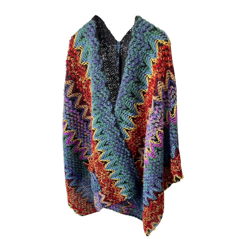 Xu Hongdou mismo estilo Yunnan Lijiang fotografía de viaje estilo étnico chal de punto de las mujeres bufanda exterior capa