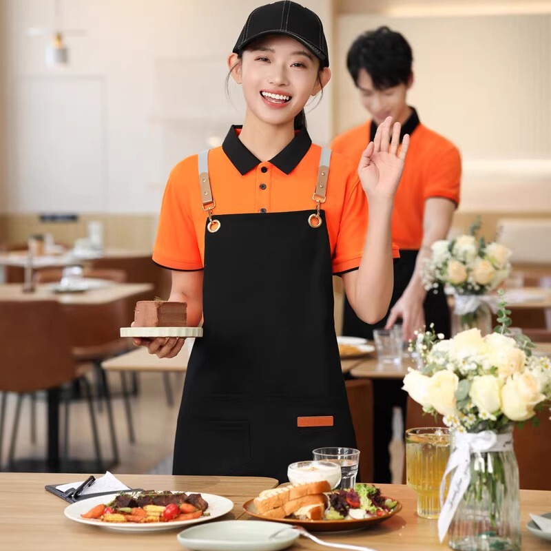 ファーストフードのバーベキュー店の夏の作業服の半袖の印字のミルクティー店の喫茶店のホテルの従業員の薄いタイプの襟のtシャツ|undefined