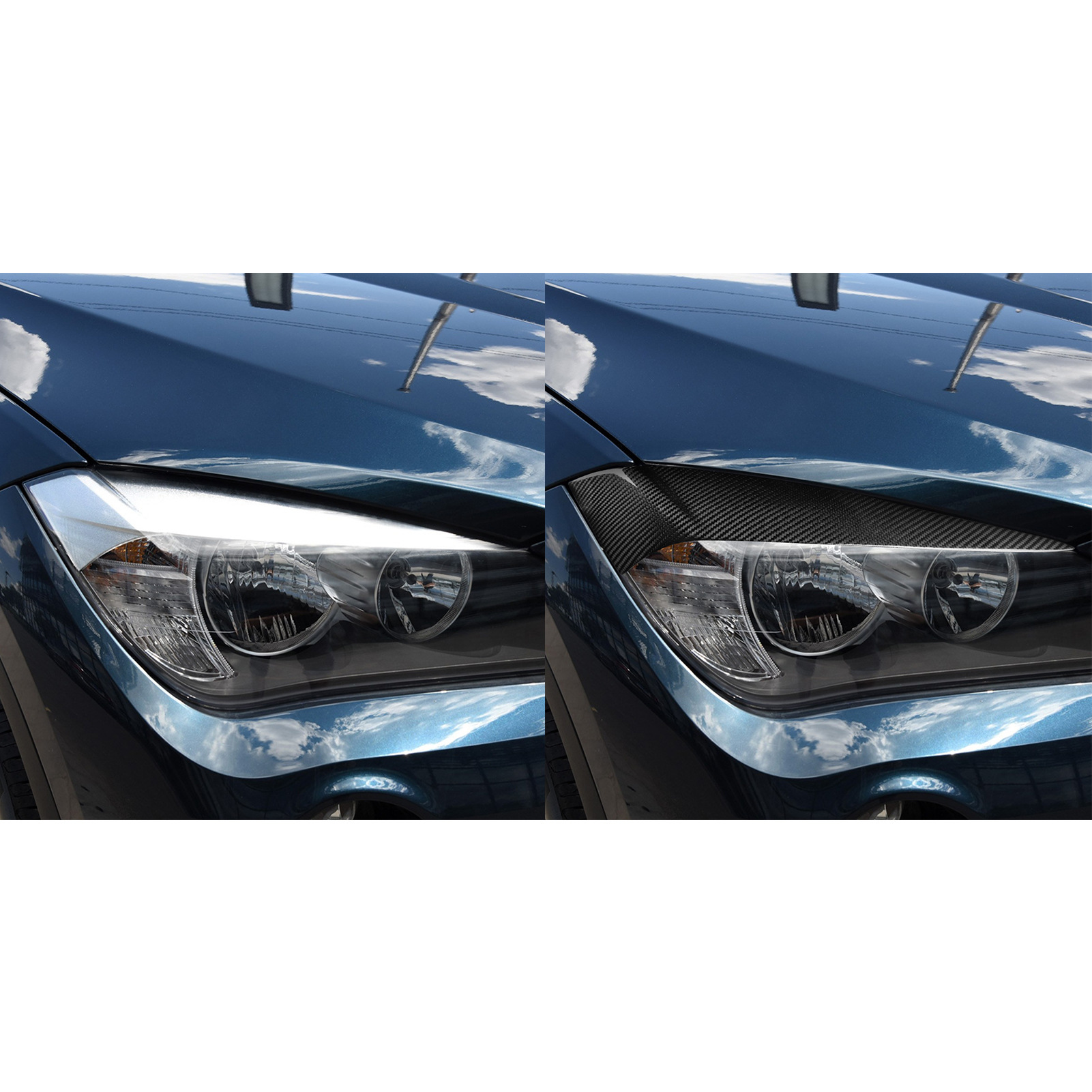 Suitable for BMW X1 E84 carbon fiber car head modification lamp eyebrow eyebrow headlight decorative strip lamp eyebrow patch