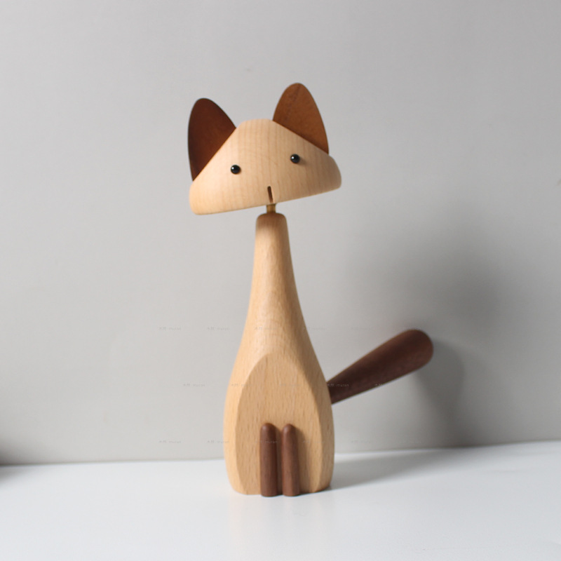 Wooden Art Animal Cat Creative Gifts Home Decoration Wooden European Ornaments Wood Products Model House Ornaments