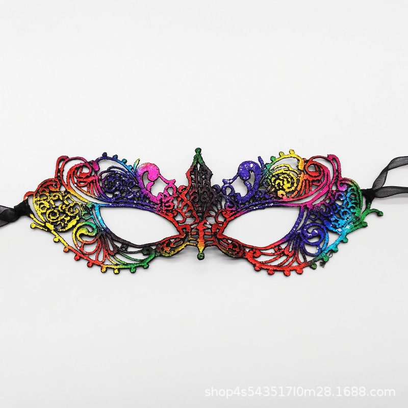 Máscaras de perforación de encaje de oro y plata transfronterizas, máscaras de fiesta de baile de maquillaje de damas con cara gruesa