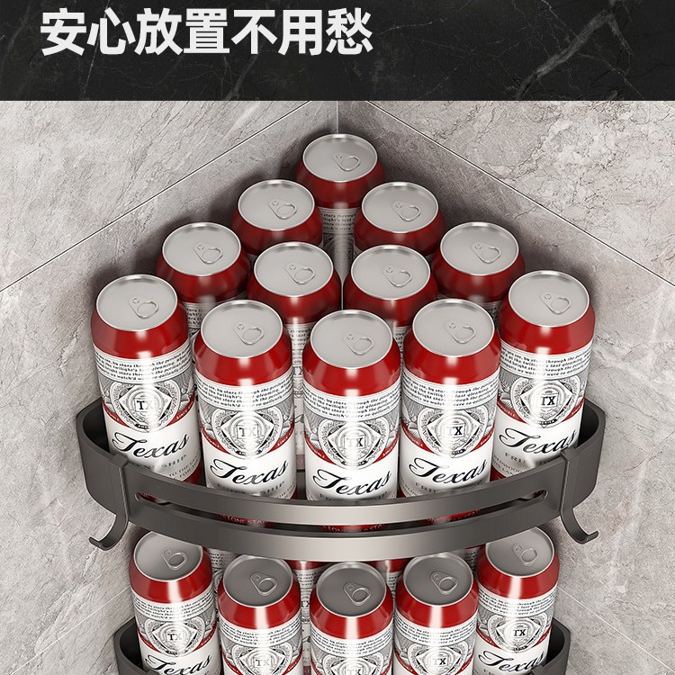 Estante de almacenamiento para baño color gris plomo, cesta triangular para ducha, estante de almacenamiento de esquina para inodoro, estante de pared.