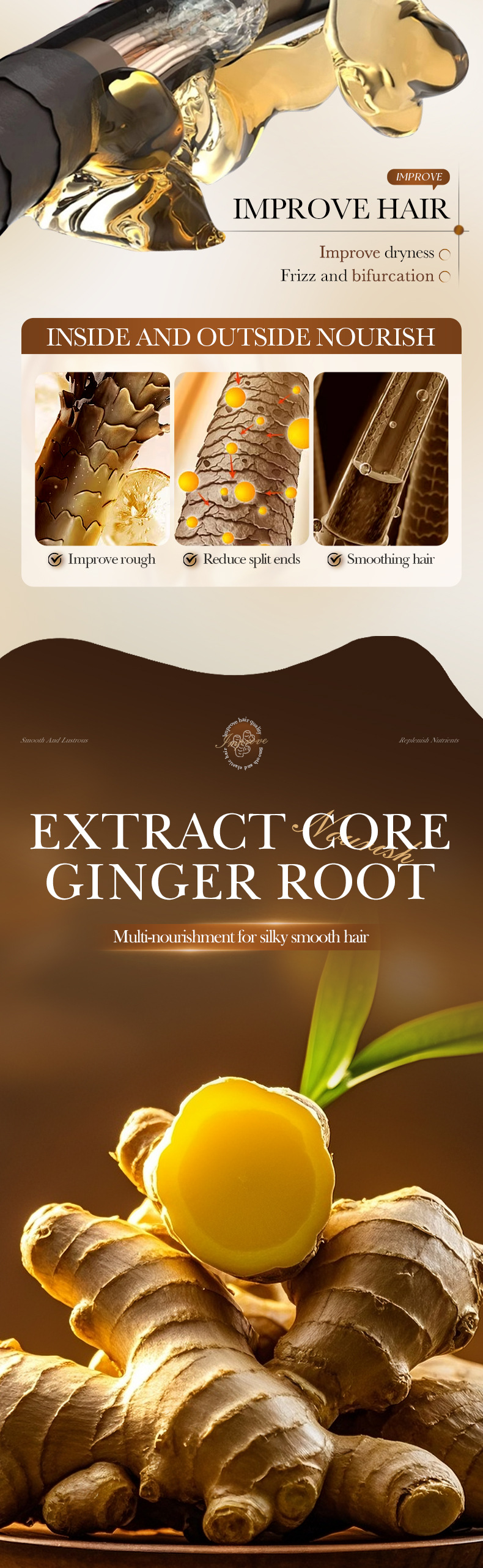 SADOER Ginger Ginseng Polygonum Multiflorum Strong Hair Mask Nourishing Hair Conditioner 1000g_voghion.com