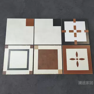 侘寂风仿古花砖200x200民宿卫生间阳台拼花瓷砖复古做旧仿古地砖