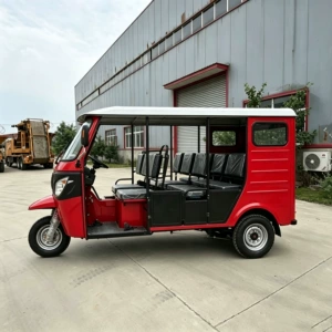 New passenger-carrying three-wheeled transport vehicle, multi-seater passenger-carrying fuel-powered tricycle for urban and rural commuting, short-distance red model