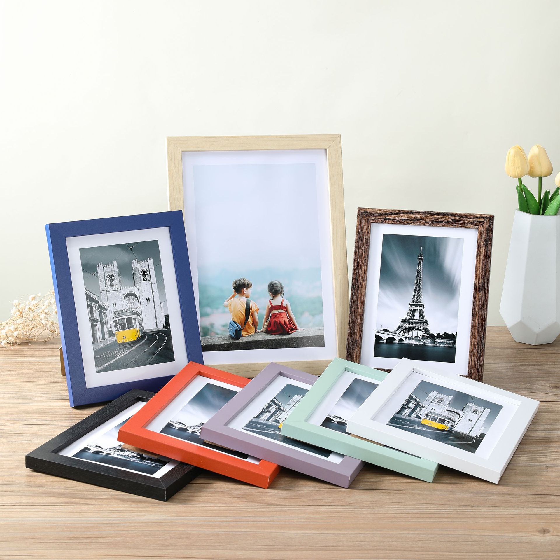 跨境亞馬遜木質相擺台5寸6寸7寸8寸10寸A4a3掛牆照片牆畫框批發