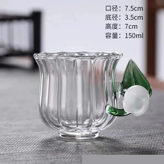 日式手工铃兰花杯子女夏季高颜值咖啡杯红茶杯玻璃茶水杯批发
