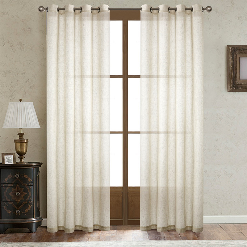 Cross-Border Amazon Faux Linen Perforated Curtains Modern Simple Solid Color Finished Sheer Curtains Wholesale Bedroom Living Room Shading Cross-Border Amazon Faux Linen Perforated Curtains Modern Simple Solid Color Finished Sheer Curtains Wholesale Bedroom Living Room Shading