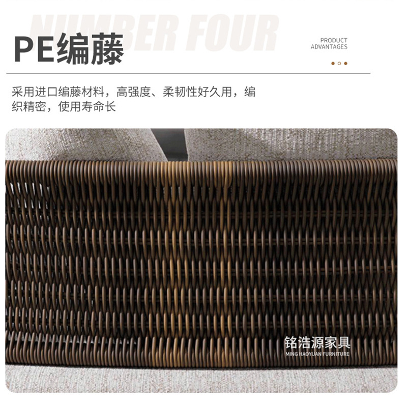 Sofá de madera maciza al aire libre patio Hotel ratán Villa ocio combinación jardín modelo muebles