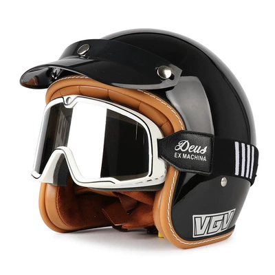 Motosiklet dəbilqələri – Women - m-bright-black-black-and-white-striped-goggles-free-hat-brim-face-towel