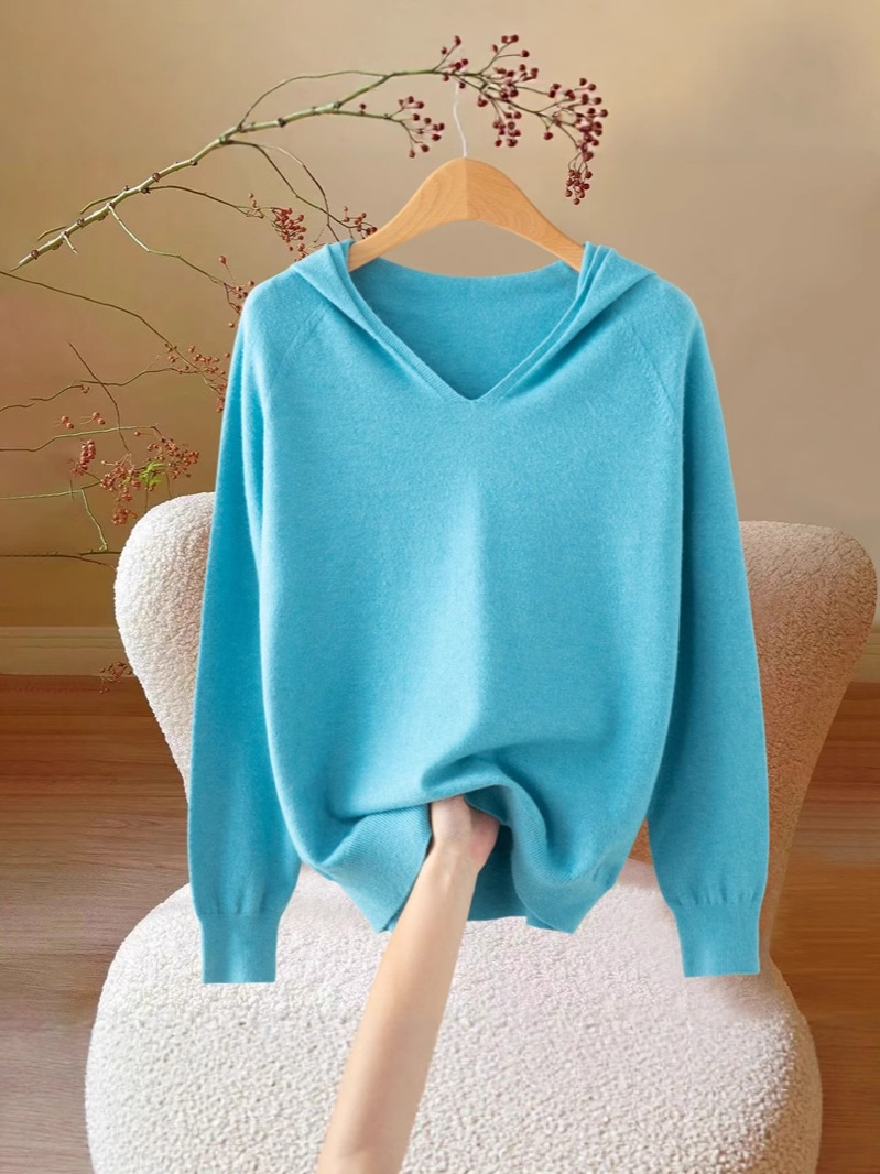 Demi-season woolen hoody, sweater, knitted long-sleeve, sleeves, hoodie 4