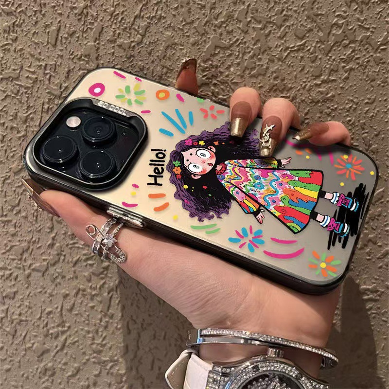 Nueva chica rizada para iPhone 16 funda para teléfono móvil Apple 15promax/14 anti-caída 13pro12 chica
