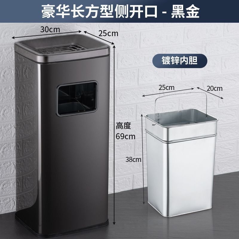 ステンレス製ラウンド煙消火ゴミ箱 蓋付き 商業モール リビングルーム 屋外 屋外縦型灰皿 大容量|undefined