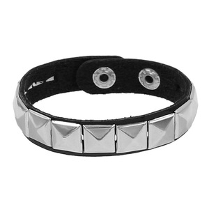 European and American fashion multi-layer leather wide bracelet personality domineering skull rivet punk hip-hop bracelet accessories punk accessories