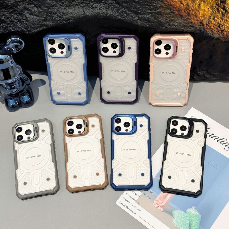 Suitable for Apple 16Pro Mobile Phone Case with Lens Cover and Stand, Iphone17Promax Anti-Fall 14 Protective Case Suitable for Apple 16Pro Mobile Phone Case with Lens Cover and Stand, Iphone17Promax Anti-Fall 14 Protective Case
