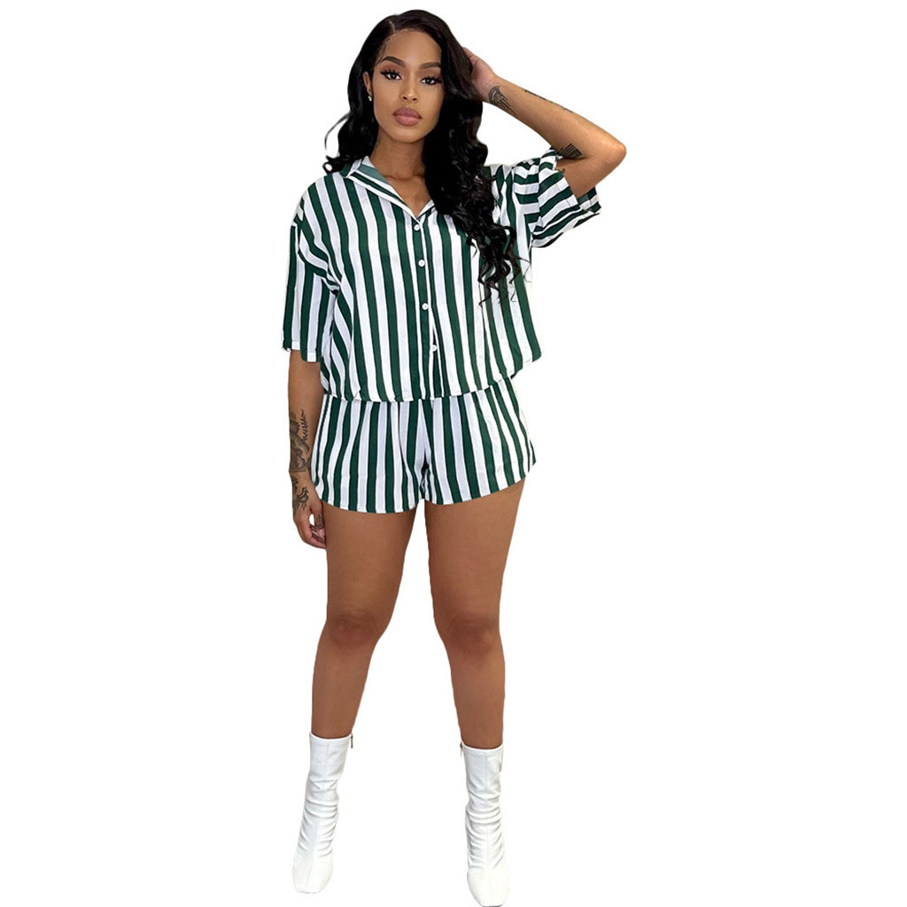 Title 26, Womens New Loose Casual Stripe Shirt Shorts Ho...