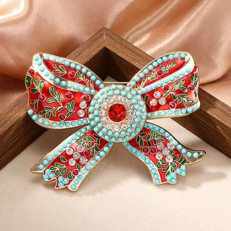 跨境货源欧美流行胸针 奢华合金蝴蝶结水钻胸针胸花 外贸饰品批发