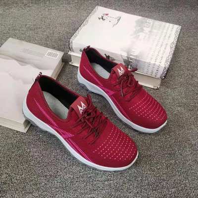 2021春季新款女休闲运动鞋 系带软底舒适透气网面健步鞋现货批发