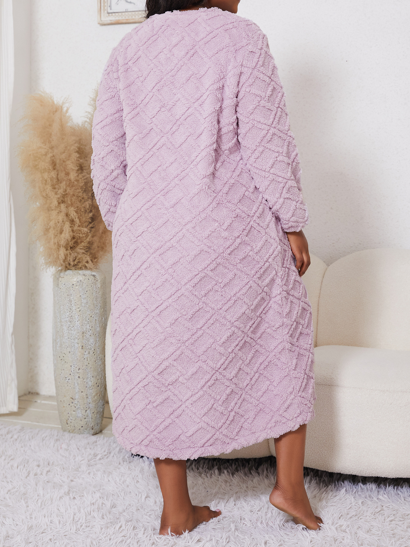 Vêtements de maison longs chemise de nuit confortable en velours de coton pour femmes vêtements d'automne et d'hiver_voghion.com