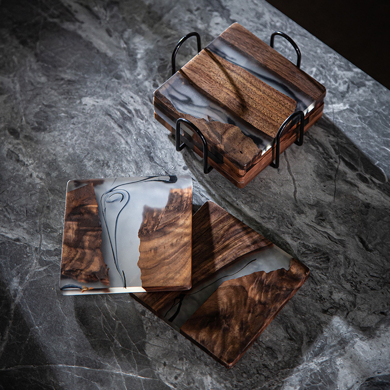 Yabai posavasos de madera simple junta de aislamiento de resina japonesa arte del té juego de té de Kung Fu taza de té estera bandeja de té ceremonia del té Accesorios