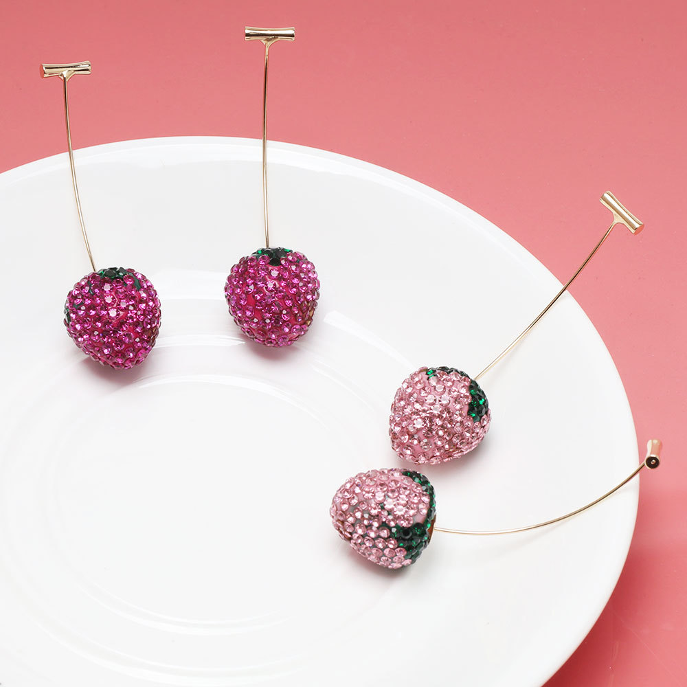 12g Weight Alloy Ear Needle Material Ear Studs Classification 1 Pair Quantity Holiday, Tea Party Occasion Zinc alloy Material Strawberry Pattern All Seasons Season Women's Gender Plating Design Sweet, Simple Style Style 1 Pair Sweet Simple Style Strawberry Plating Zinc Alloy Ear Studs 2