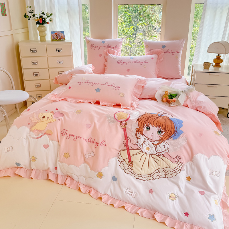 公主风儿童四件套卡通三件套少女心被套床上用品|undefined