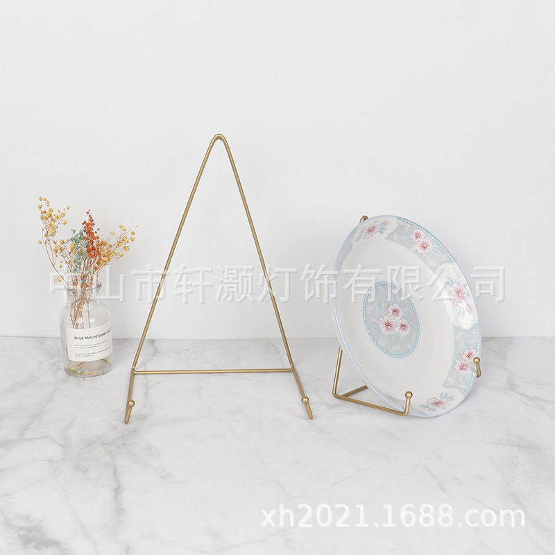 Placa de porcelana decorativa montada en la pared autocreativa estante montado en la Pared Soporte de escritorio placa rack disco marco de fotos certificado espejo rack