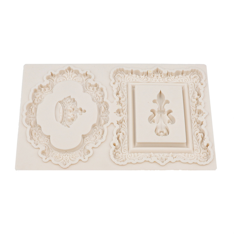 Barroco estilo europeo retro marcos de perlas moldes de silicona crown flip pastel horneado molde de goteo molde de pegamento