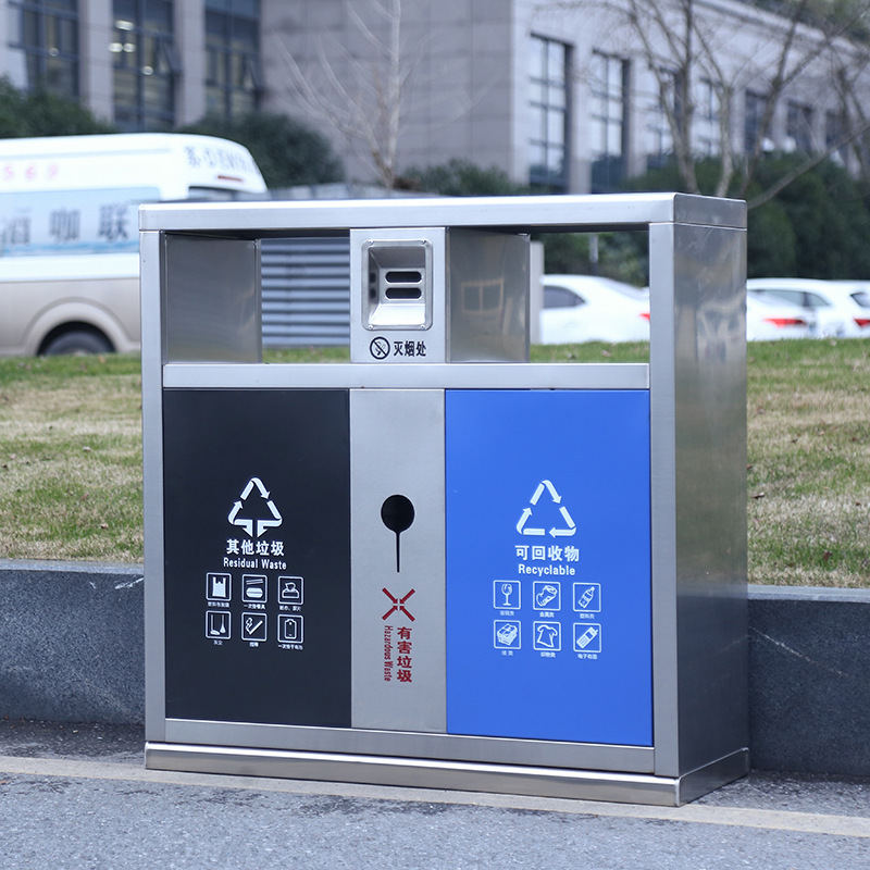Outdoor trash can stainless steel sanitation classification trash can City Commercial Iron galvanized trash can Factory wholesale