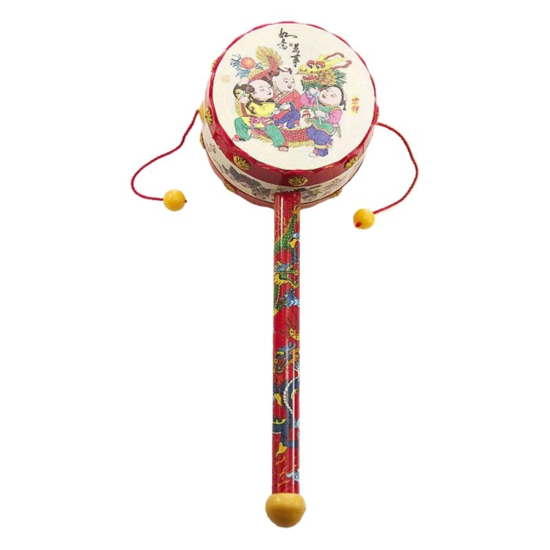 Sonajero de mano infantil de alta calidad 19cm ambiente plástico sonido fuerte sonido seguro afortunado tambor mejor venta
