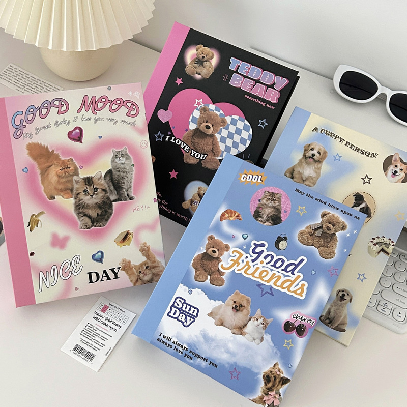 Original y2k American Cartoon Dog Xiao Mao Bear A5 Loose-leaf Card Book Star-chasing Hard Shell Three-inch Card Book Storage Book Original y2k American Cartoon Dog Xiao Mao Bear A5 Loose-leaf Card Book Star-chasing Hard Shell Three-inch Card Book Storage Book