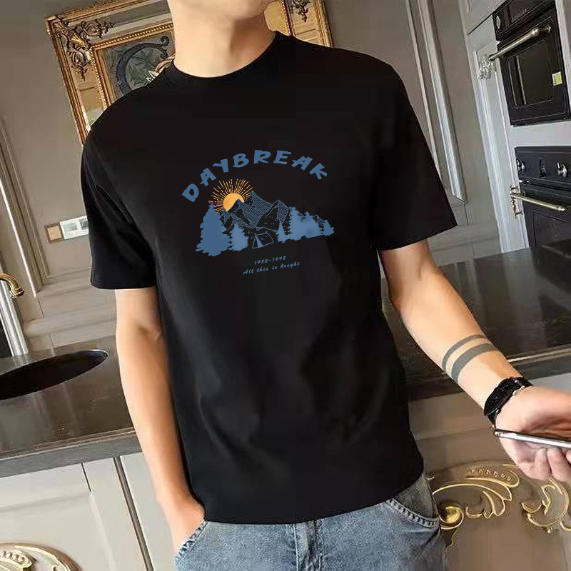 El Comercio exterior transfronterizo nueva camiseta casual de los hombres cuello redondo de manga corta Camiseta de los hombres Slim impreso deportes camisa de fondo