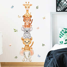 可爱动物叠叠乐墙贴客厅卧室门楼梯间背景装饰跨境可移除 MUP1885