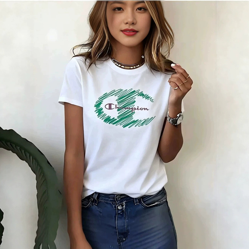 High-Quality 260g New Trendy Brand Champion-Style Cross-Border Fashion Versatile Casual Loose Classic Printed Logo T-Shirt High-Quality 260g New Trendy Brand Champion-Style Cross-Border Fashion Versatile Casual Loose Classic Printed Logo T-Shirt