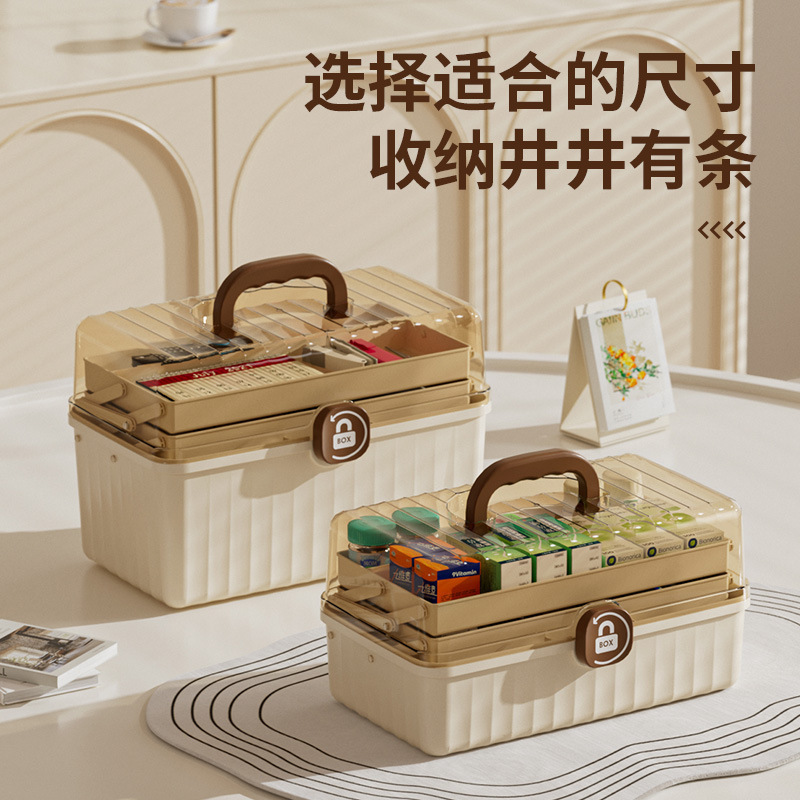 手提多层医药箱家庭装小药箱便民医药收纳盒家用大容量杂物急救箱|undefined