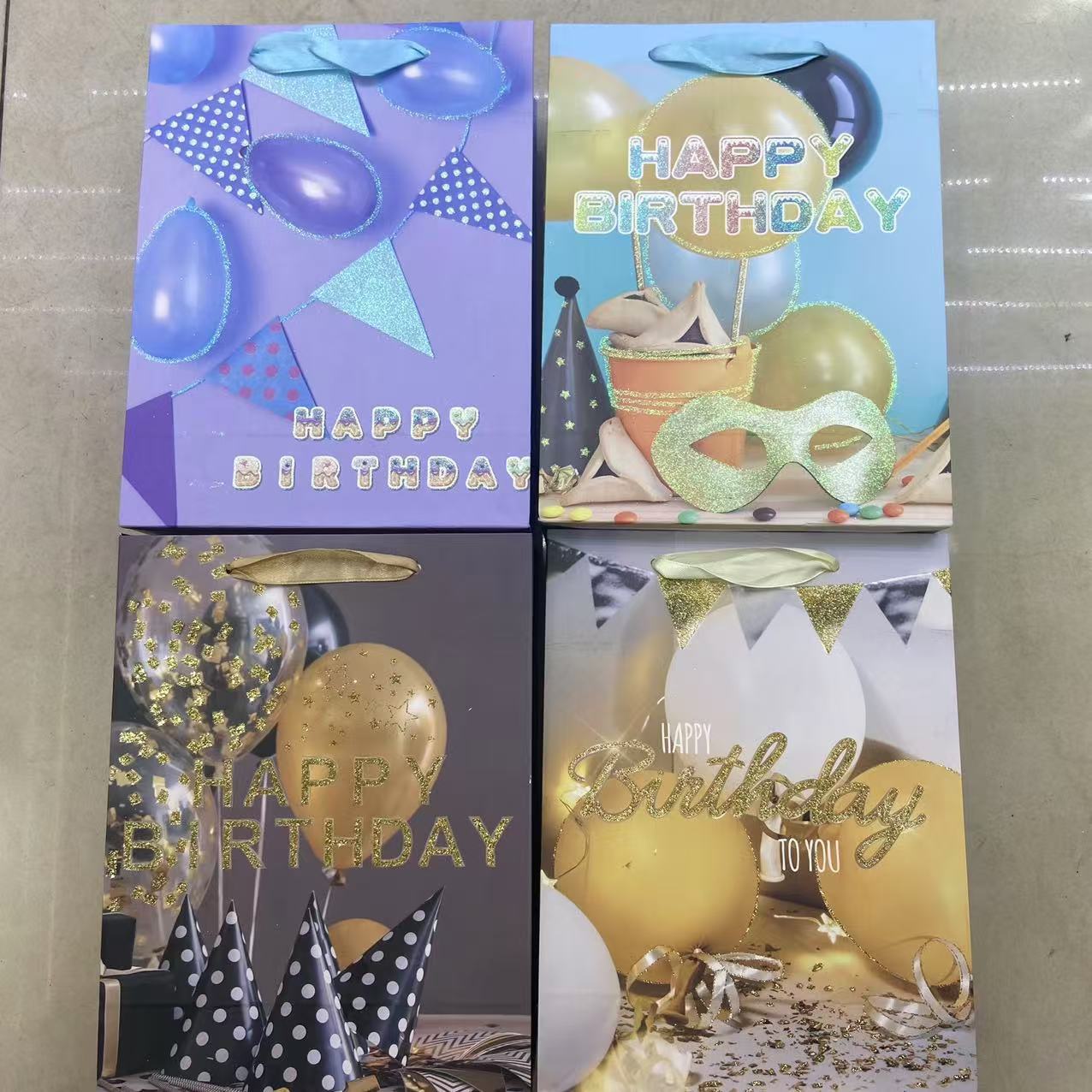 跨境可爱气球撒粉手提纸袋ins高颜值生日礼物包装礼品袋