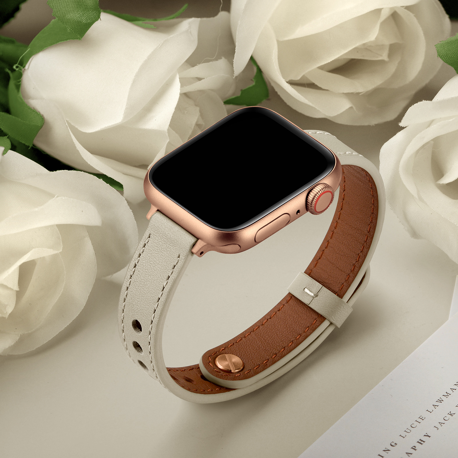 18g Weight Apple watch watchband Classification Genuine leather Material Solid Color Pattern Retro Style Retro Solid Color Apple Watch Watchband 61