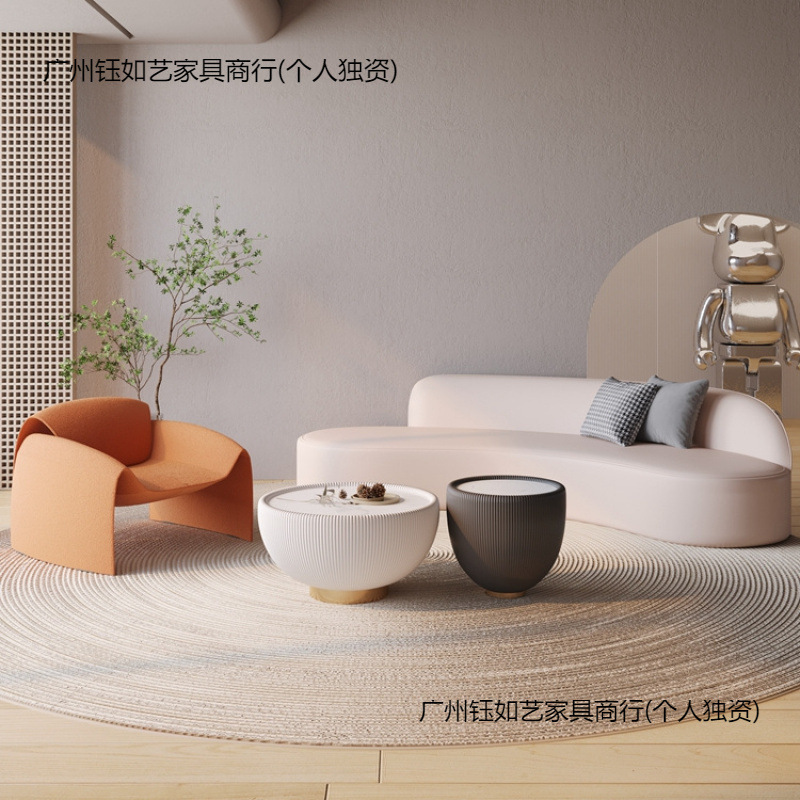 网红弧形小沙发休息区接待小户型科技布创意三人位美容院现代轻奢|undefined