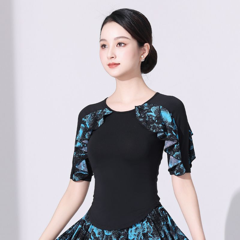 Modern Dance Top Women's New Latin Dance Ballroom Dance Waltz Square Dance Split Clothes Practice Clothes
