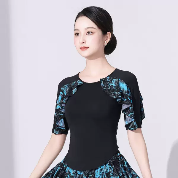 Modern Dance Top Women's New Latin Dance Ballroom Dance Waltz Square Dance Split Clothes Practice Clothes