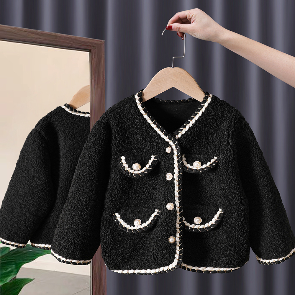 Niñas otoño abrigo occidental estilo otoño ropa para niños 2024 nuevos niños bebé Otoño e Invierno moda engrosada superior