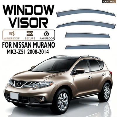 Suitable for Nissan Murano Window Visor (Rain shield) - standard-packaging-without-logo-nissan-loulan-mk2-z51-2008-2014-pc-silver-bright-strip-window-rain-shield
