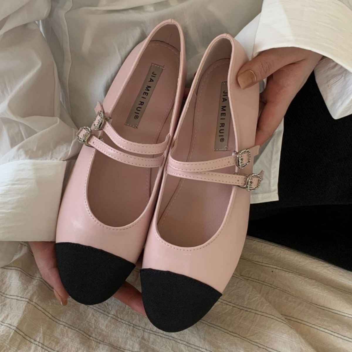 Cowhide Version~~Genuine Leather Small Fragrant Flats Ballet Shoes for Women in Stock New Autumn and Winter Retro Mary Jane Small Leather Shoes