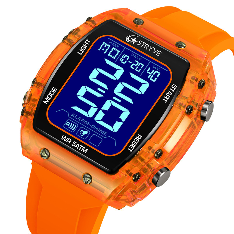 STRYVE moda digital nocturna electrónica impermeable reloj de pulsera hombre reloj deportivo al aire libre reloj estudiante 8031
