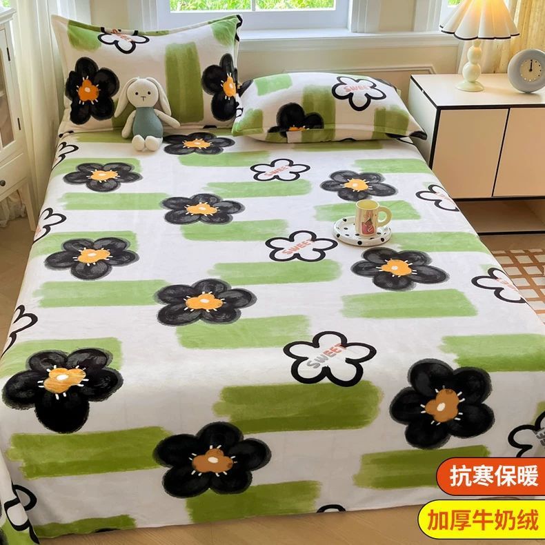 Invierno leche de lana de coral sábanas de lana de una sola pieza brida de manta de peluche dormitorio una sola persona gruesa manta de peluche cálida