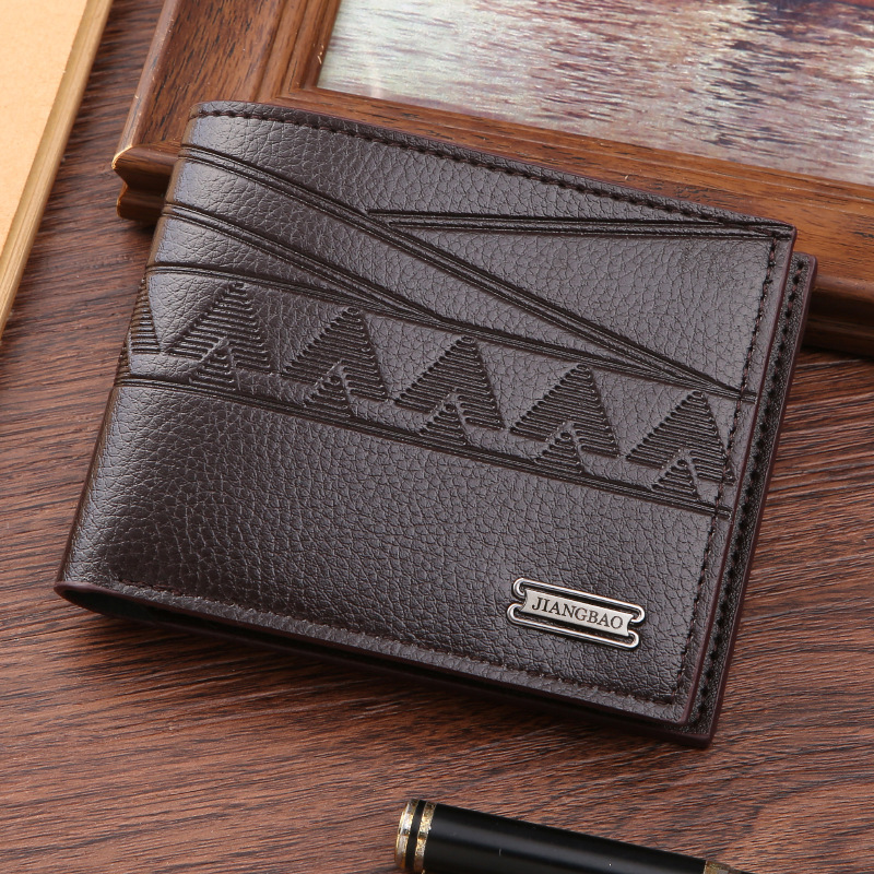 New cross-border wallet men's short wallet youth fashion embossed horizontal soft wallet large capacity multi-card wallet