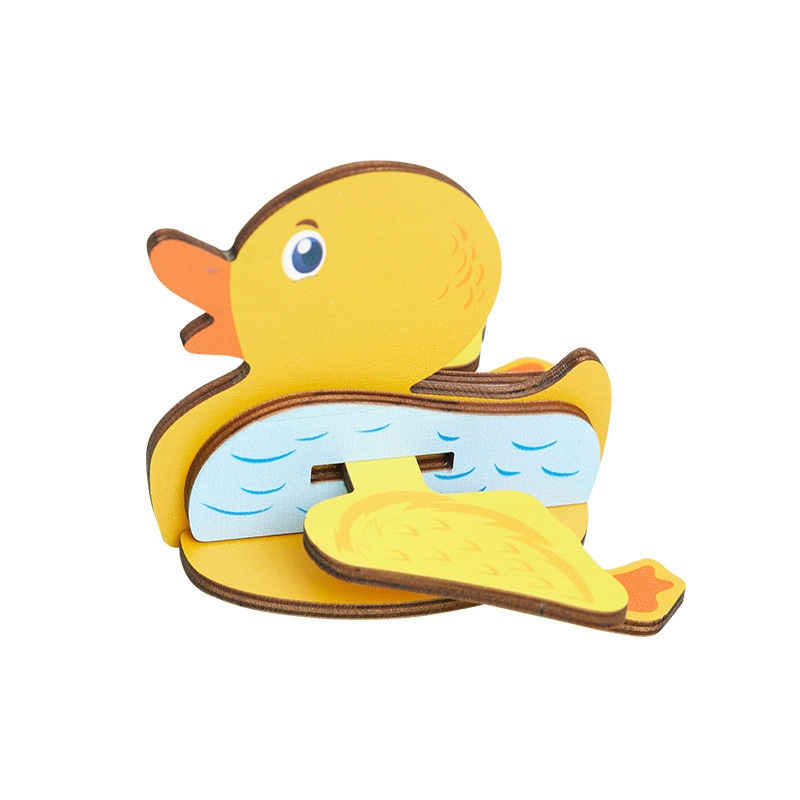 Venta al por mayor de madera 3D animal rompecabezas tridimensional bebé 2-3 años modelo animal educativo ensamblar bloques de construcción Juguetes