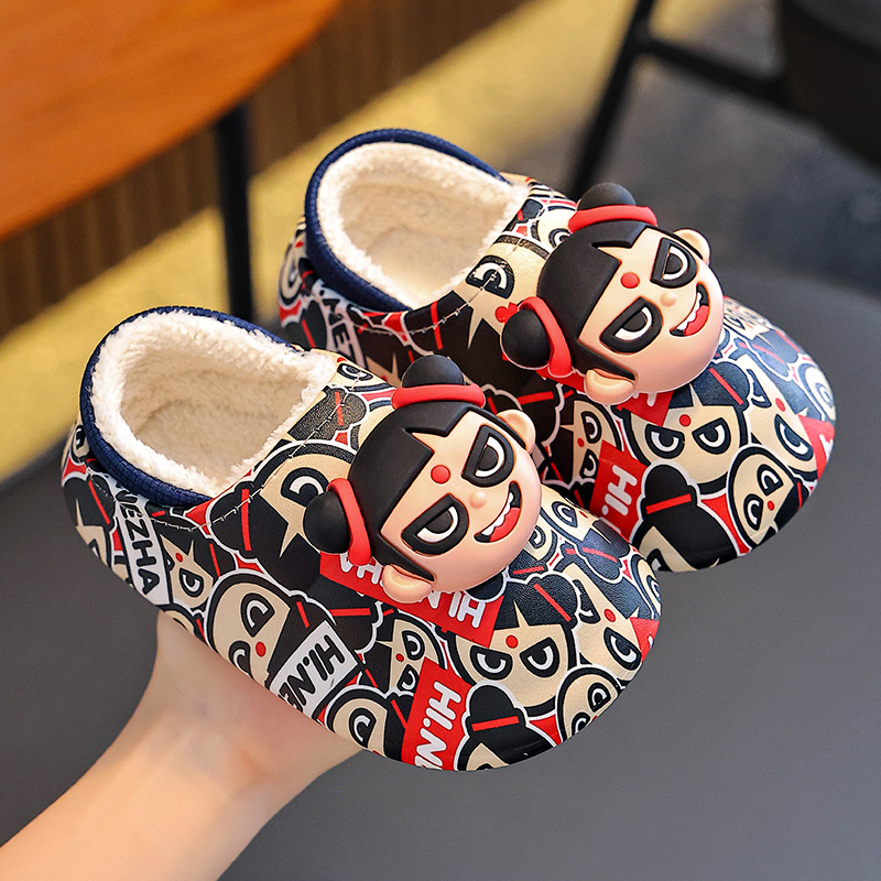 Zapatillas de algodón auténticas de invierno para niños, niños y niñas, zapatos de algodón cálidos y impermeables para niños y niños.