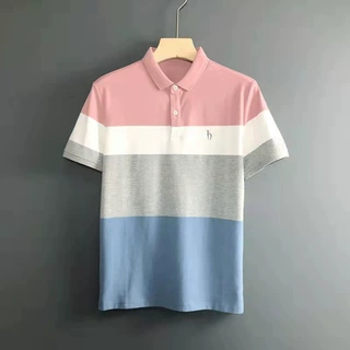 休闲POLO衫短袖T恤条纹小马刺绣标男青年修身